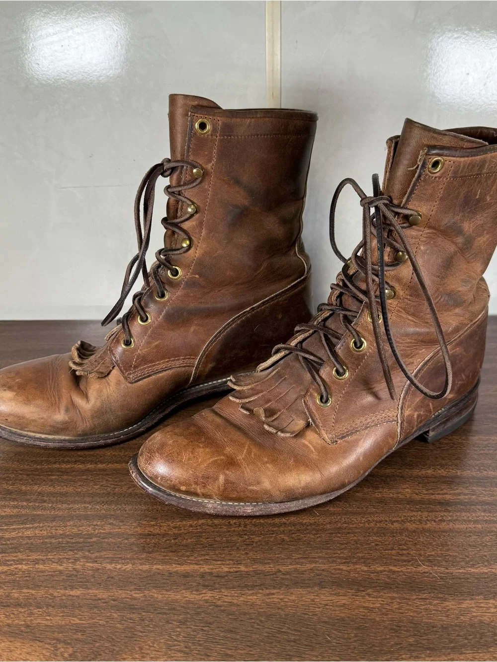 Justin Boot Kiltie Brown  Women’s Size 7.5 C Cowgirl Country Roper Distressed